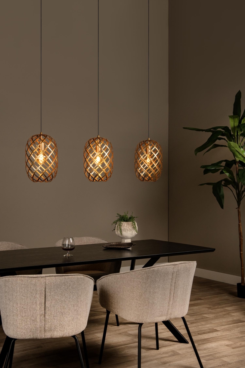 Lucide WOLFRAM - Závesné svietidlo - 3xE27 - Matt Gold / Mosadz